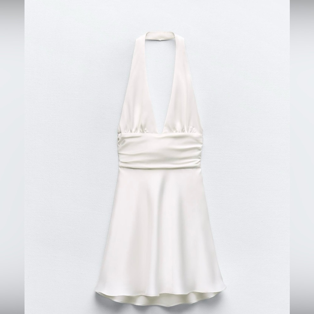 ZARA SATIN EFFECT HALTER DRESS